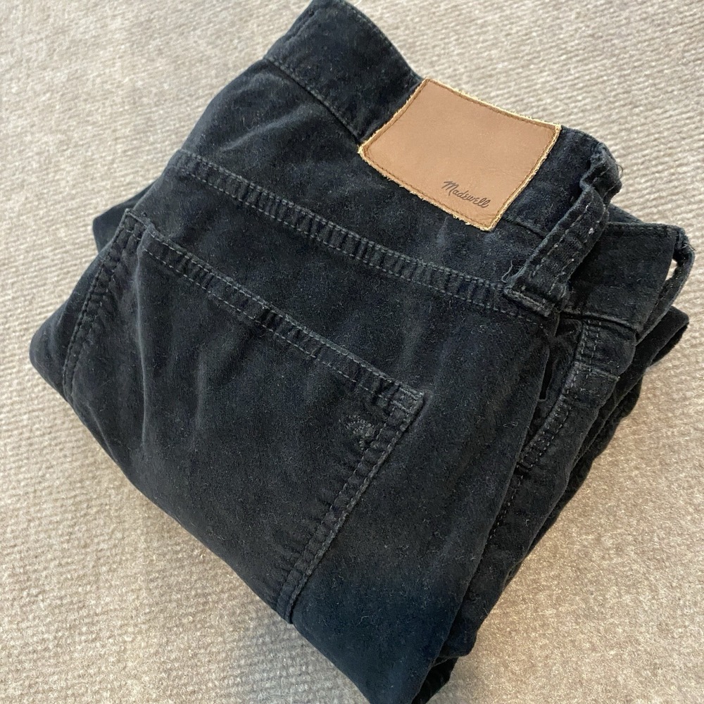 Madewell Pants Women Size‎ 27 10" High Rise Skinny Black Velvet Cotton Blend